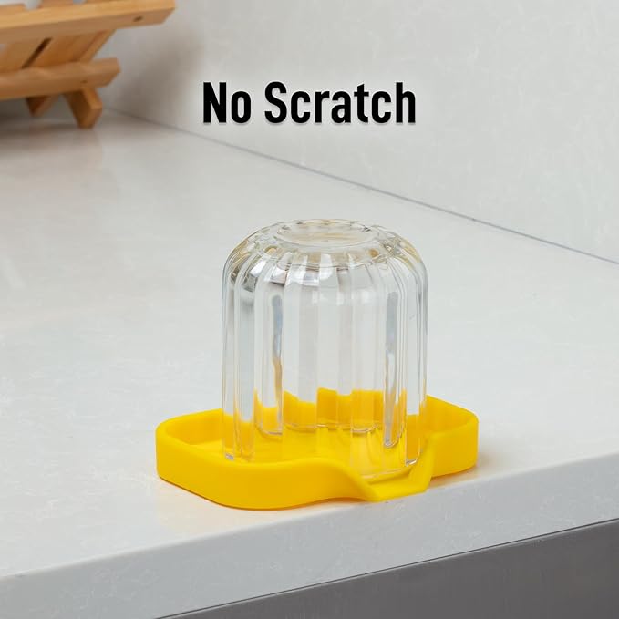 Zulay Kitchen Small Silicone Sponge Holder (4.9x3.3”) – Space-Saving Sink Organizer Tray for Sponge, Soap, Brush & More – Compact Non-Slip Dish for Kitchen & Bathroom (Yellow) - Image 7