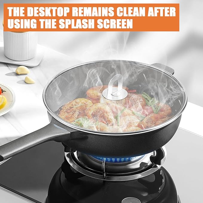 2-Pack Splatter Screens for Frying Pan - Stainless Steel Grease Splatter Guard with Foldable Knob, Ultra-Fine Mesh, Rust-Free (10" & 13") - No Oil Mess, No Burns,Ultra Fine Mesh - Image 7