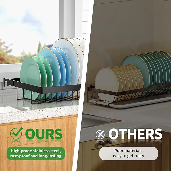 Over The Sink Dish Drying Rack,Expandable 2-Tier Stainless Steel Over The Sink Dish Rack with Utensil Holder Dish Drainers for Kitchen Counter - Image 7