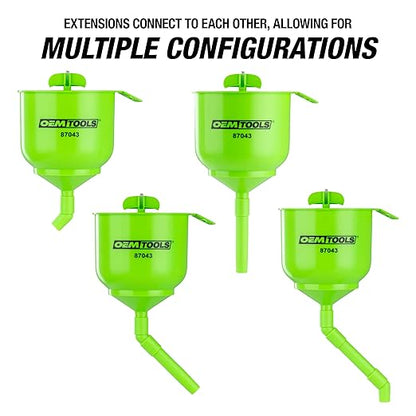 OEMTOOLS 87043 No-Spill Professional Quality Coolant Funnel Kit, Easily Fill Antifreeze Coolant Set Includes 5 Adapters, Extensions, and Automotive Funnel, Air Venting, Drip-Free, Green - Image 5