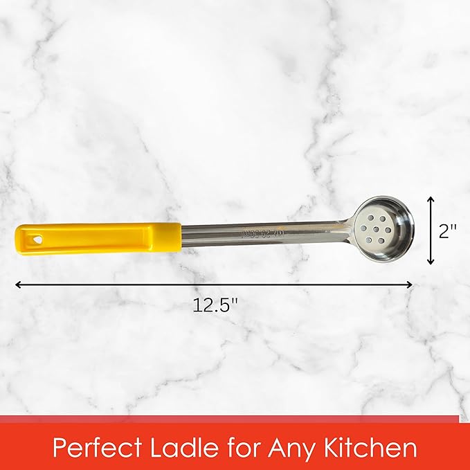 1 Ounce Slotted Stainless Steel Portion Control Ladle Spoon for Measuring and Serving; Commercial Grade Serving Scoops [Pack of 2] - Image 4
