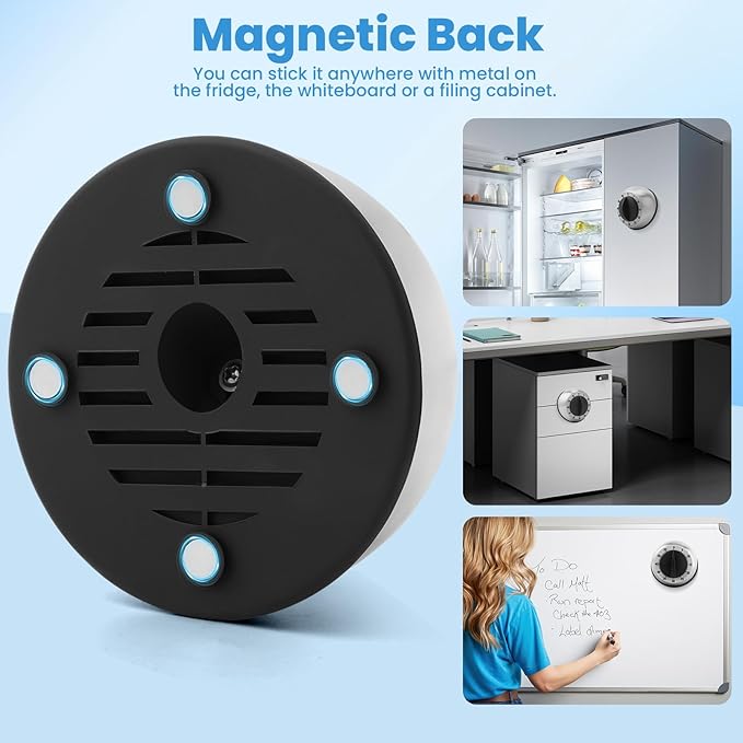 Kitchen Timer for Cooking, Chef Cooking Magnetic Timer - No Batteries Required - Loud Alarm, Mechanical Desk Manual Timers - Magnetic Clock Backing, Countdown Reminder - Stainless Steel Body - Image 4