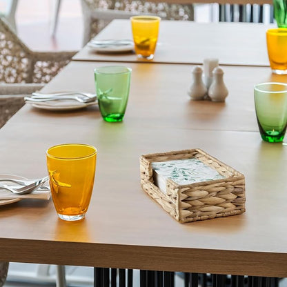 Napkin Holder for Bathroom, Woven Wicker Water Hyacinth Guest Towel Holder Tray, Disposable Paper Hand Towel Holder for Bathroom Accessories, Dinner Napkin Holder for Kitchen Table Party