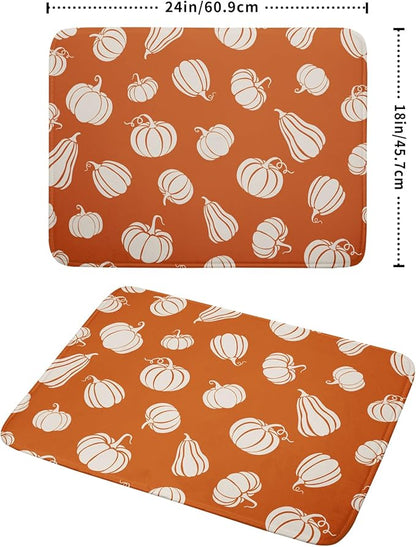 Fall Dish Drying Mat for Kitchen Counter Autumn White Pumpkins Festival Microfiber Absorbent Dish Draining Reusable Washable Foldable Extra Large 18"x24" - Image 2