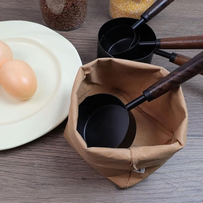 1pcs 1/2 Cup Measuring Cup with Wooden Handle Stainless Steel Measuring Scoop 125ml Measuring Spoon Black 1/2 Measuring Cups for Baking Cooking Wet and Dry Ingredients (125ml) - Image 6