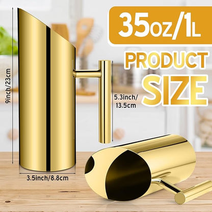 Funnymoom 3 Pack 35 Oz/1.0 L Stainless Steel Water Pitcher Modern Metal Pitcher with Ice Guard Gold Carafe Drink with Handle or Iced Hot Drink Tea Juice Coffee Beer - Image 2