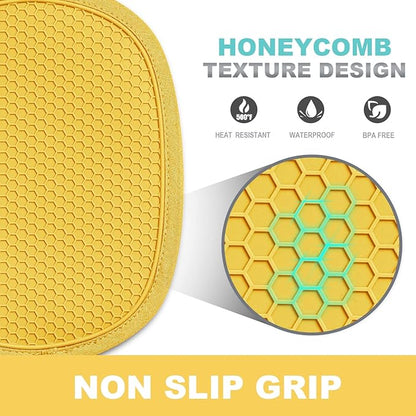 2-Pack Silicone Pot Holders for Kitchen Heat Resistant up to 500°F, Non-Slip Large Hot Pads with Pocket, Quilted Liner Trivets for Countertops Hot Pots and Pans (Yellow) - Image 3
