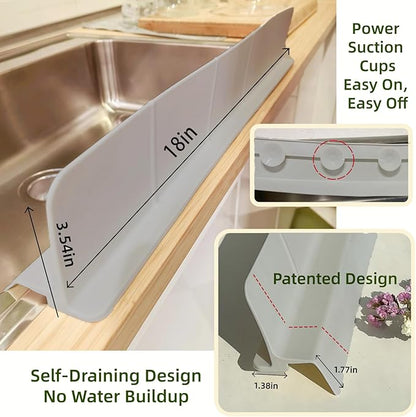 Sink Splash Guard | Tall Wall Splatter Screen | Keeps Clothes & Countertops Dry for Kitchen & Pet Bathing | Strong Silicone Suction -Sink Edge Protector | Perfect for Washing Dishes & Small Dogs