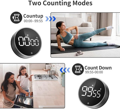VOCOO Digital Kitchen Timer - Magnetic Countdown Countup Timer with Large LED Display Volume Adjustable, Easy for Cooking and for Seniors and Kids to Use (Space Grey) - Image 6