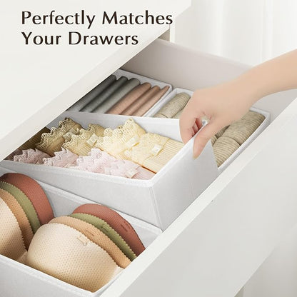 DIMJ Drawer Organizers Clothes, Set of 12 Dresser Organizer Bins, Fabric Closet Organizers and Storage, Shallow Drawer Dividers for Nursery, Clothing, Baby Clothes, Socks, Underwears, Tie (White) - Image 3