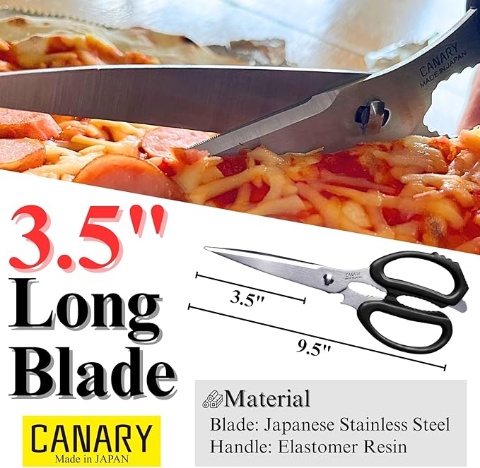 CANARY Japanese Kitchen Scissors for Food 9.5" [Long Blade] Heavy Duty Kitchen Shears, Dishwasher Safe Come Apart Blade, Japanese Stainless Steel Blade, Made in JAPAN - Image 3
