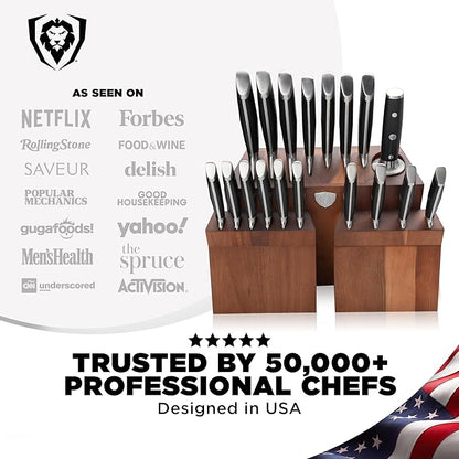 Dalstrong 18-Piece Gladiator Colossal Knife Block Set — German High-Carbon Steel, Full-Tang, Hand-Sharpened — For Home Chefs, Wedding Registries & Serious Kitchens — Acacia Wood Block, NSF Certified - Image 6