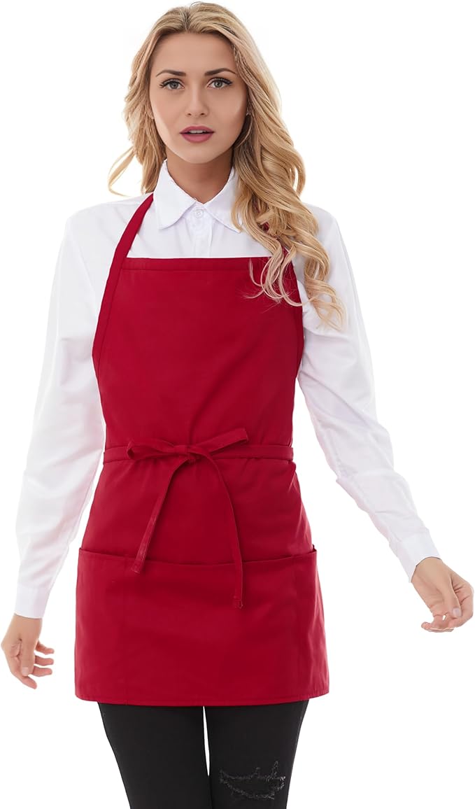 Aprons for Women with 3 Pockets, Server Apron, Aprons for Cooking, Chef Apron, Comfortable Material Adjustable