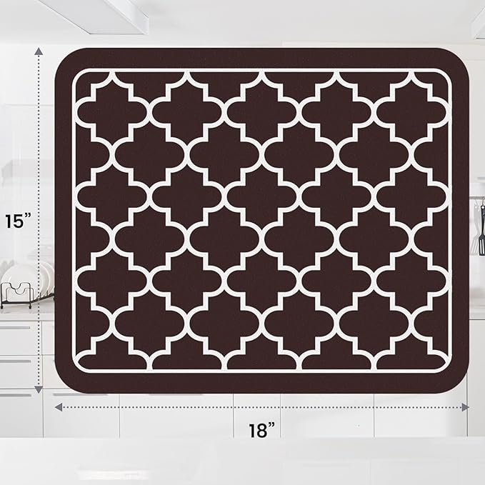 WISELIFE Dish Drying Mat Super Absorbent Drying Mat Large Dish Drying Mats for Kitchen Counter Easy Clean Dish Mat Kitchen Drying Mat15"x 18" Stylish Chocolate - Image 3