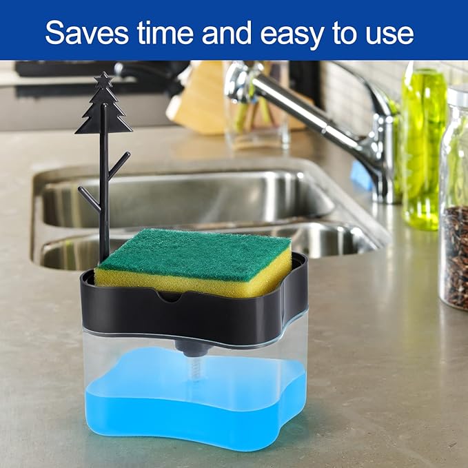 New 2026 Version Premium Quality Dish Soap Dispenser - Countertop Kitchen Soap Dispenser, Sink Dish Washing Soap Dispenser 13 Ounces (Sponge Included) - Image 3