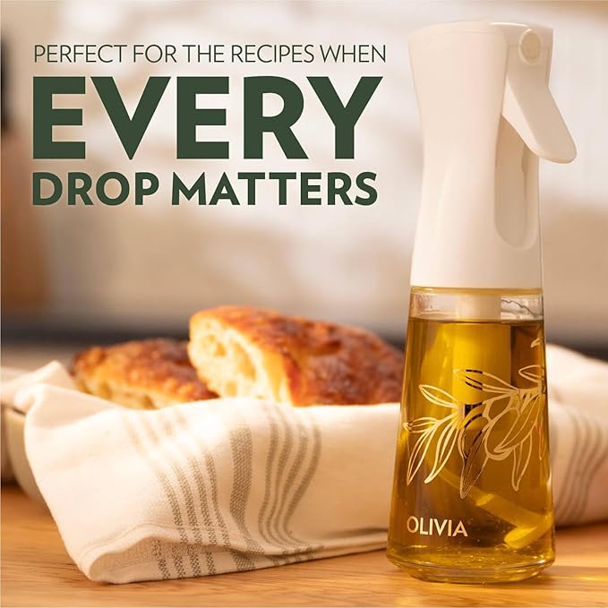 OLIVIA Oil Sprayer for Cooking, 200ml Glass Olive Oil Sprayer, Continuous Cooking Spray Bottle with Portion Control, Olive Oil Dispenser for Kitchen, Air Fryer, Salad, BBQ (Golden Leaves) - Image 7