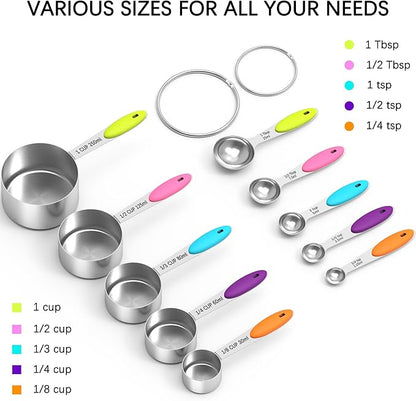 TILUCK Measuring Cups and Spoons Set, Stainless Steel, Kitchen Utensils for Cooking and Baking (10) - Image 3