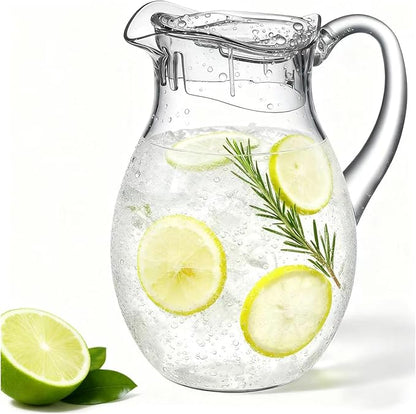 Small Clear Plastic Pitcher with Lid (72 oz), Unbreakable Water Pitcher with Handle, Fridge Jug, BPA-Free, Shatter-Proof, Great for Iced Tea, Sangria, Lemonade, Juice, Milk, and More by Unknown