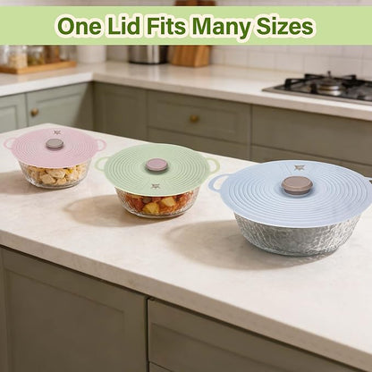 Silicone Lids for Bowl 3 Pack, Microwave Splatter Cover with 3 Sizes Reusable Heat Resistant Lids Fits Bowls, Plates, Pots, Pans, Skillets, Stove Top, Oven, Fridge Dishwasher Safe - Image 9