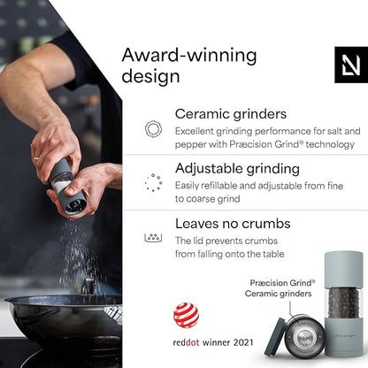 LARS NYSØM Salt and Pepper Mills Set with Adjustable Ceramic Grinder 2 Pieces I Manual Design (Stone Blue/Sky Blue) - Image 2