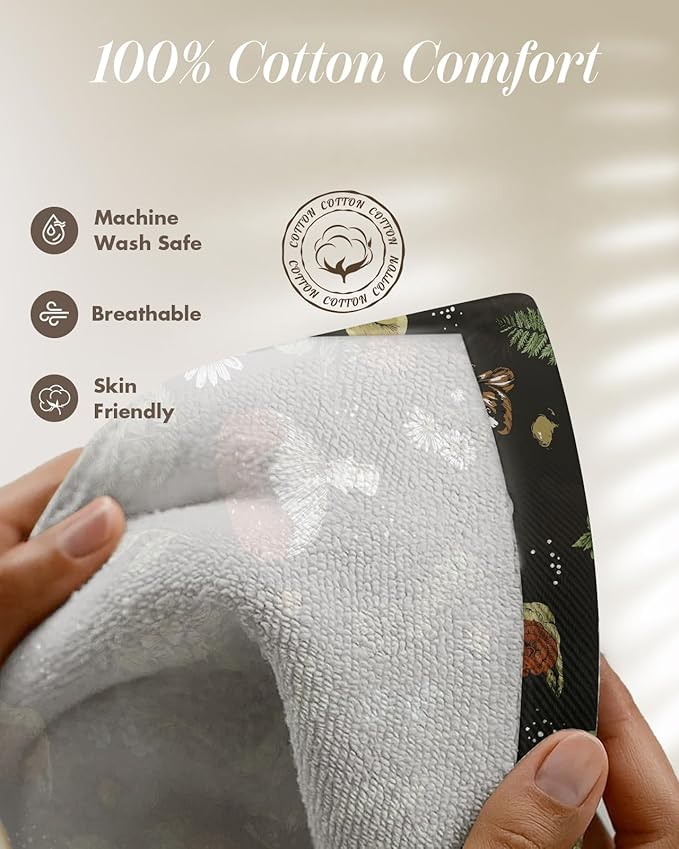 Miss Adola 270 GSM Cotton Kitchen Towels, Oven Mitt and Pot Holder - 4 Pack Kitchen Decor and Accessories Set Cute Farmhouse Boho Quilted Lining Heat Resistant Set with Hanging Loop, Black Mushroom - Image 4