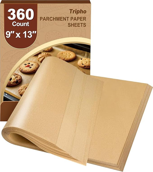 360 Count 9"x 13" Heavy Duty Parchment Paper Sheets for Baking, No-Stick & No-Leak Unbleached Baking Paper, Pre-cut Half Parchment Paper Sheets for Oven, Air Fryer, Microwave by PremiumCookingPicks