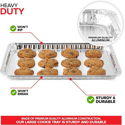 Stock Your Home Disposable Cookie Sheets for Baking (30-Pack) Aluminum Trays, Foil Pans, Shallow Sheet Pan for Cooking Thin Crust Pizza, Brownie Tins, Oven Liners - Image 3