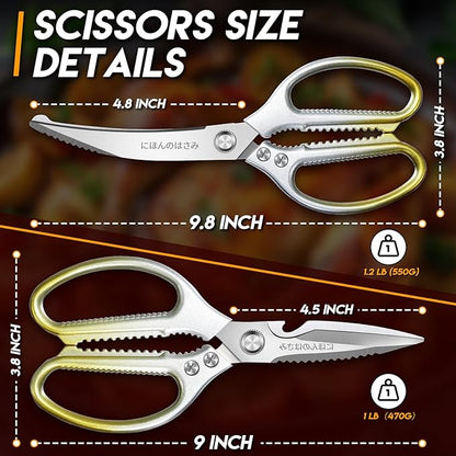 TIJERAS Kitchen Scissors Set Gold - Stainless Steel Kitchen Shear, Sharp Meat Scissors, Heavy Duty Poultry Shears, Japanese Cooking Scissor for Food, Chicken, and Turkey, Christmas Gifts for Men Women - Image 7
