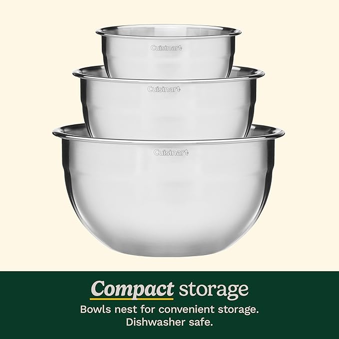Cuisinart Mixing Bowl Set,Stainless Steel,3-Piece,CTG-00-SMB,(Pack of 4) - Image 4