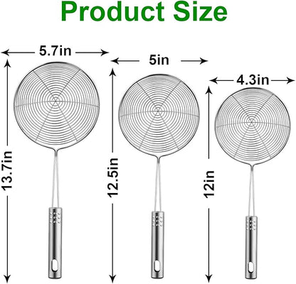 Swify Spider Strainer Set of 3 Asian Strainer Ladle Stainless Steel Wire Skimmer Spoon with Handle for Kitchen Frying Food, Pasta, Spaghetti, Noodle-30.5cm, 32cm, 35cm - Image 3