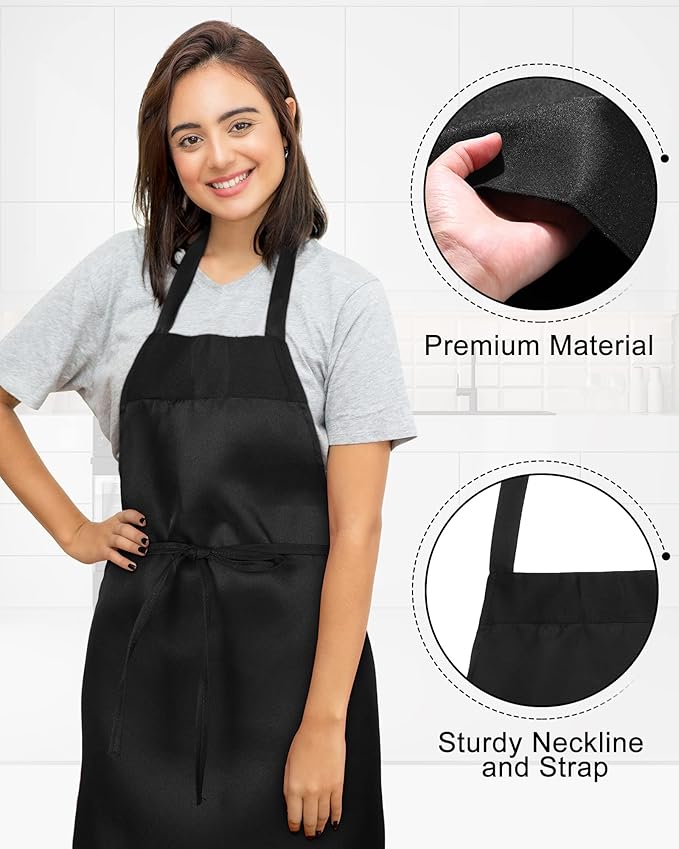 Foaincore 36 Pack Bib Aprons Bulk Plain Aprons for Man Woman Adult Unisex Apron Machine Washable Adjustable Bib Apron(Black) - Image 4