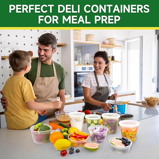 Dealusy 50 Set 24 oz Deli Containers with Lids, Leak-Proof BPA Free Plastic Take Out Bowls, Food Storage Containers for Takeout Meal Prep Storage, Freezer, Microwave & Dishwasher Safe - Image 6