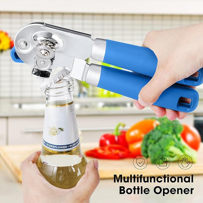 Beneno Heavy Duty Hand Can Opener Manual with Magnet, Durable Sharp Carbon Steel Blade Smooth Cutting, Big Effort-Saving Knob & Soft Grip Handle, Multifunctional Bottle Opener, Klein Blue - Image 6