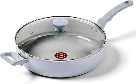 T-Fal Refresh Ceramic Nonstick Saute Pan with Lid 5 Qt, Cooking Pans Nonstick, Oven Safe up to 350°F Cookware, Stay-Cool Handle, Skillet, Blue by T-falbrand
