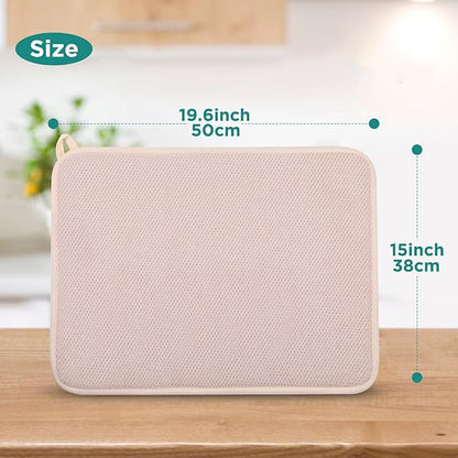 GeeRic Microfiber Dish Drying Mat, Super Absorbent Kitchen Dish Drying Pad for Mother's Day, Reversible Gift Mats for Countertop, 12 * 16 inch Beige - Image 2