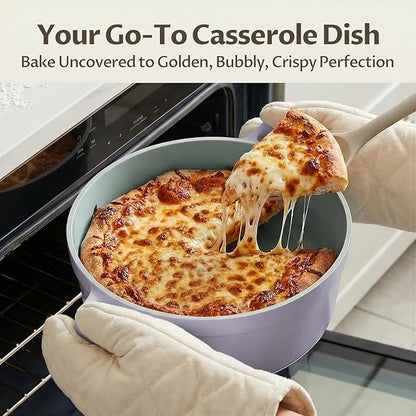 BEZIA 5.7 Quart Nonstick Ceramic Stock Pot with Lid for Family Cooking, Induction Cooking Pot with Smart-Vent Braising, Easy Cleanup, Perfect for Side Dishes, Daily Meals & Camping