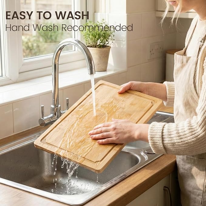 Extra Large Cutting Board Set of 4, Bamboo Cutting Boards for Kitchen with Juice Groove and Handles Kitchen Chopping Board for Meat Cheese board Heavy Duty Serving Tray, Empune - Image 6