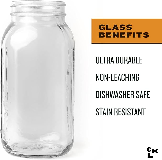 County Line Kitchen Glass Mason Jar Pitcher with Lid - Wide Mouth, 2 Quart (64 oz) - Heavy Duty, Leak Proof - Sun & Iced Tea Pitcher, Cold Brew Coffee, Breast Milk Storage, Water - Gray - Image 6