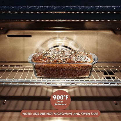 Razab LARGE 7.6 Cups/1800 ML/1.9 Qt Glass Loaf Pan with Lids (Set of 2) - Meatloaf Pan BPA free Airtight Lids Grip Handle Easy Carry, Microwave and Oven Safe - Loaf Pans For Baking Bread, Cakes - Image 6