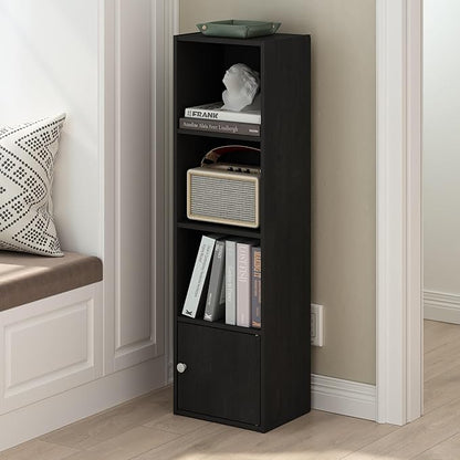 Furinno Luder Shelf Bookcase with 1 Door Storage Cabinet, Blackwood - Image 2