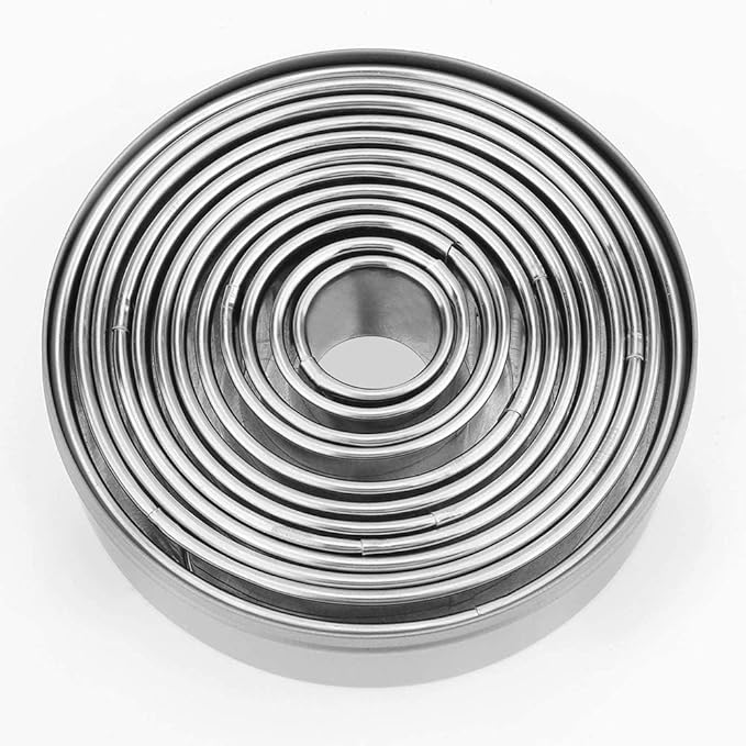12 Pieces Round Cookie Biscuit Cutter Set,Graduated Circle Pastry Cutters,18/8 Stainless Steel Cookie Cutters and Donut Cutter Ring Molds - Image 2
