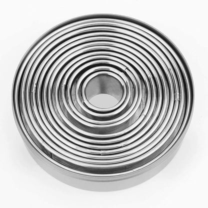 12 Pieces Round Cookie Biscuit Cutter Set,Graduated Circle Pastry Cutters,18/8 Stainless Steel Cookie Cutters and Donut Cutter Ring Molds - Image 2