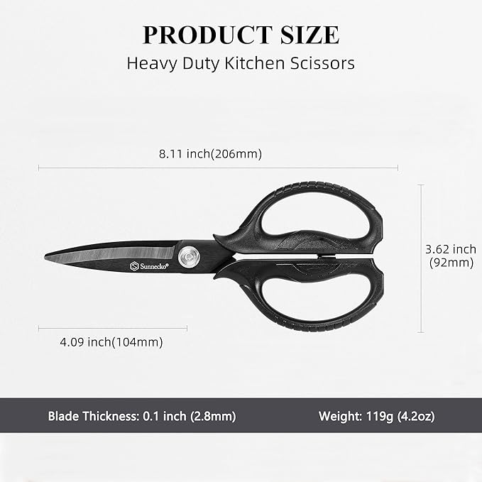 Sunnecko Kitchen Scissors All Purpose Heavy Duty Scissors Titanium Coated, Kitchen Shears for Food, Micro Serrated with Detachable Blades - Image 3