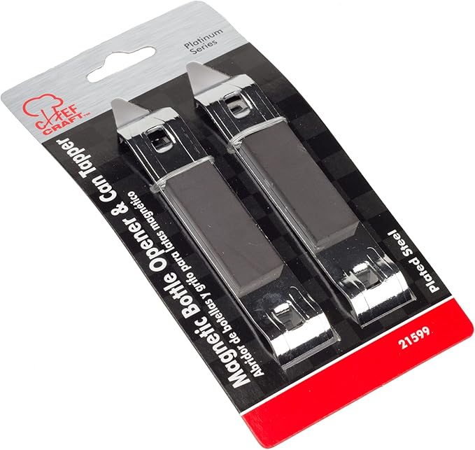 Chef Craft Select Iron Plated Bottle Opener/Can Tapper with Magnet, Pack of 2, 1, Grey - Image 2
