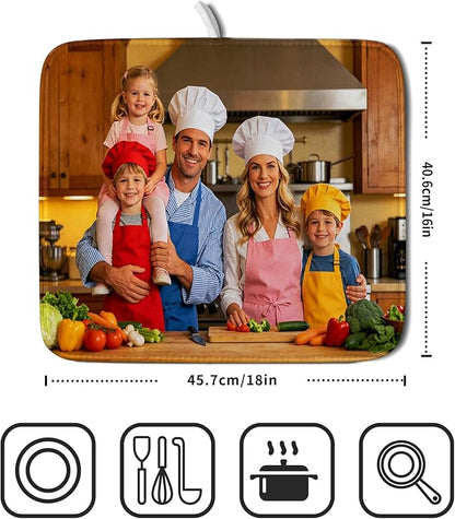Custom Personalized Dish Drying Mat for Kitchen Counter Customized Dying Pad with Picture Text Home Decor - Image 2