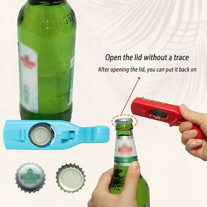 3PCs Cap Gun Bottle Opener - Fun and Functional Novelty Beer Bottle Opener with Realistic Design, Gift for Beer Lovers, Parties, and Themed Events (Red-Blue-Grey)