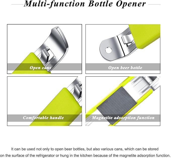 3 Pieces Magnetic Bottle Openers Can Opener Classic Beer Opener Stainless Steel Small Bottle Opener Can Tapper with Magnet for Camping and Traveling HANCELANT (Green)4.52 X 0.87 X 0.79 inches - Image 2