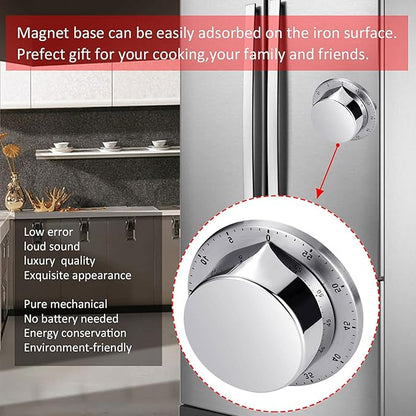 Albayrak Kitchen Timer, Chef Cooking Timer Clock with Loud Alarm, No Batteries Required, 100% Mechanical - Magnetic Backing, Exquisite Stainless Steel Body - Countdown Reminder - Silver 1Pack - Image 7