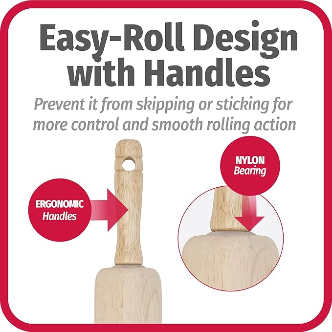 GoodCook Classic Wooden Rolling Pin with Easy Roll Bearings - Image 5