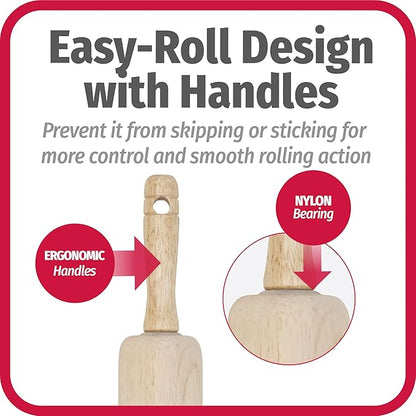 GoodCook Classic Wooden Rolling Pin with Easy Roll Bearings - Image 5